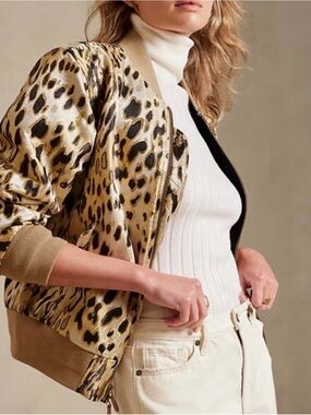 Banana Republic Leopard-Print Bomber Jacket in Gold and Black